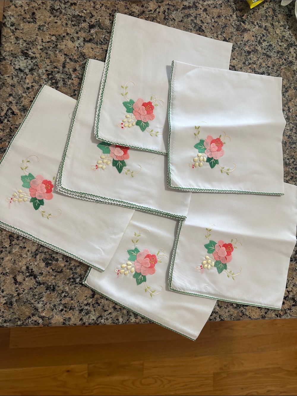 Vintage Embroidered Napkins Set of 6